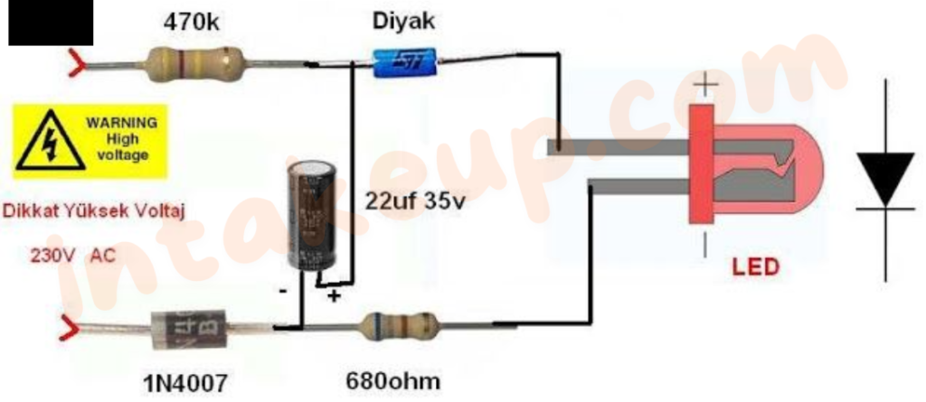 LED blinker directly with 220 volts AC